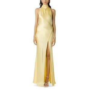 NEW SAU LEE Penelope Satin Halter Neck Gown Popcorn Yellow SIZE 10/100%AUTHENTIC